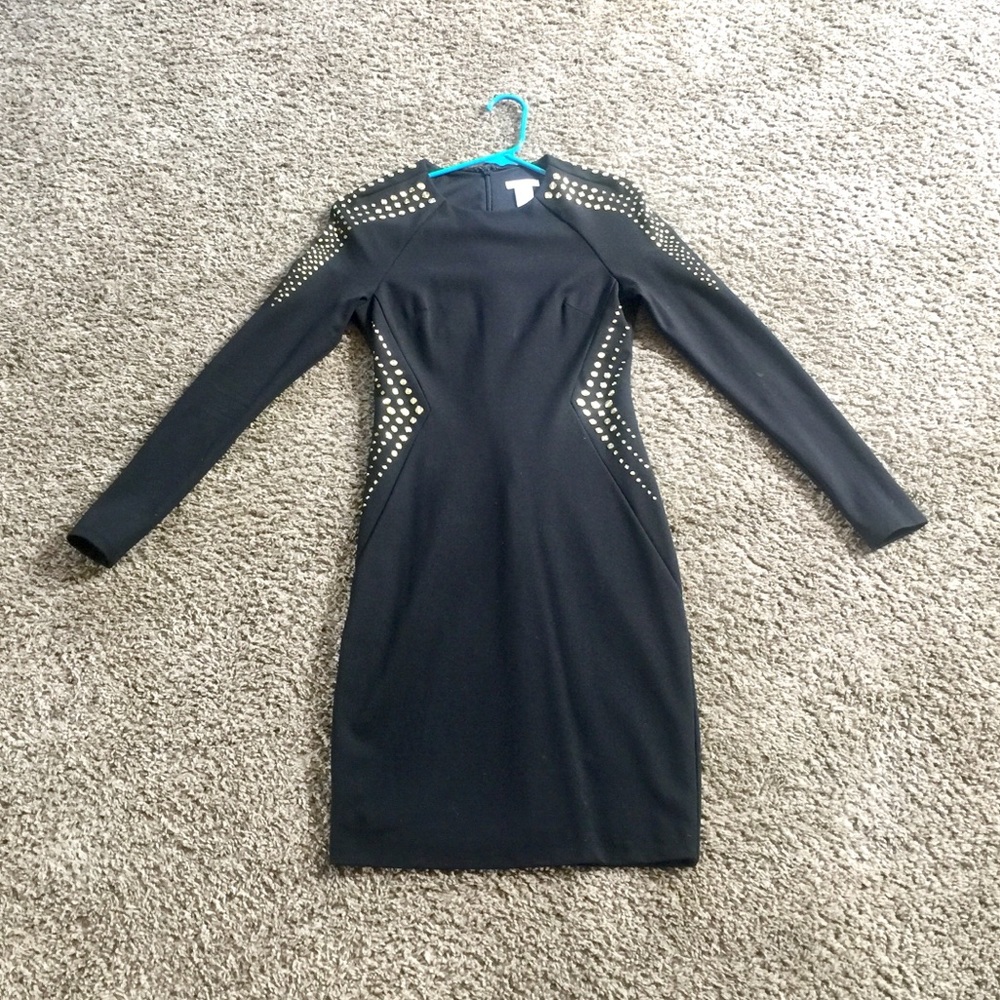 Cache Long Sleeve Black Bodycon Dress